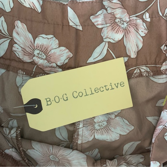 NWT B.O.G. Collective  Wide Leg Floral Pink & Brown Pants Oversized Small - Picture 7 of 11